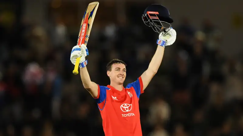 Harry Brook celebrates majestic unbeaten 114 off 49 balls as England crush Sri Lanka by 119 runs in 1st T20I at Southampton on WebCric